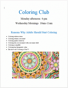 Hardee Coloring Club