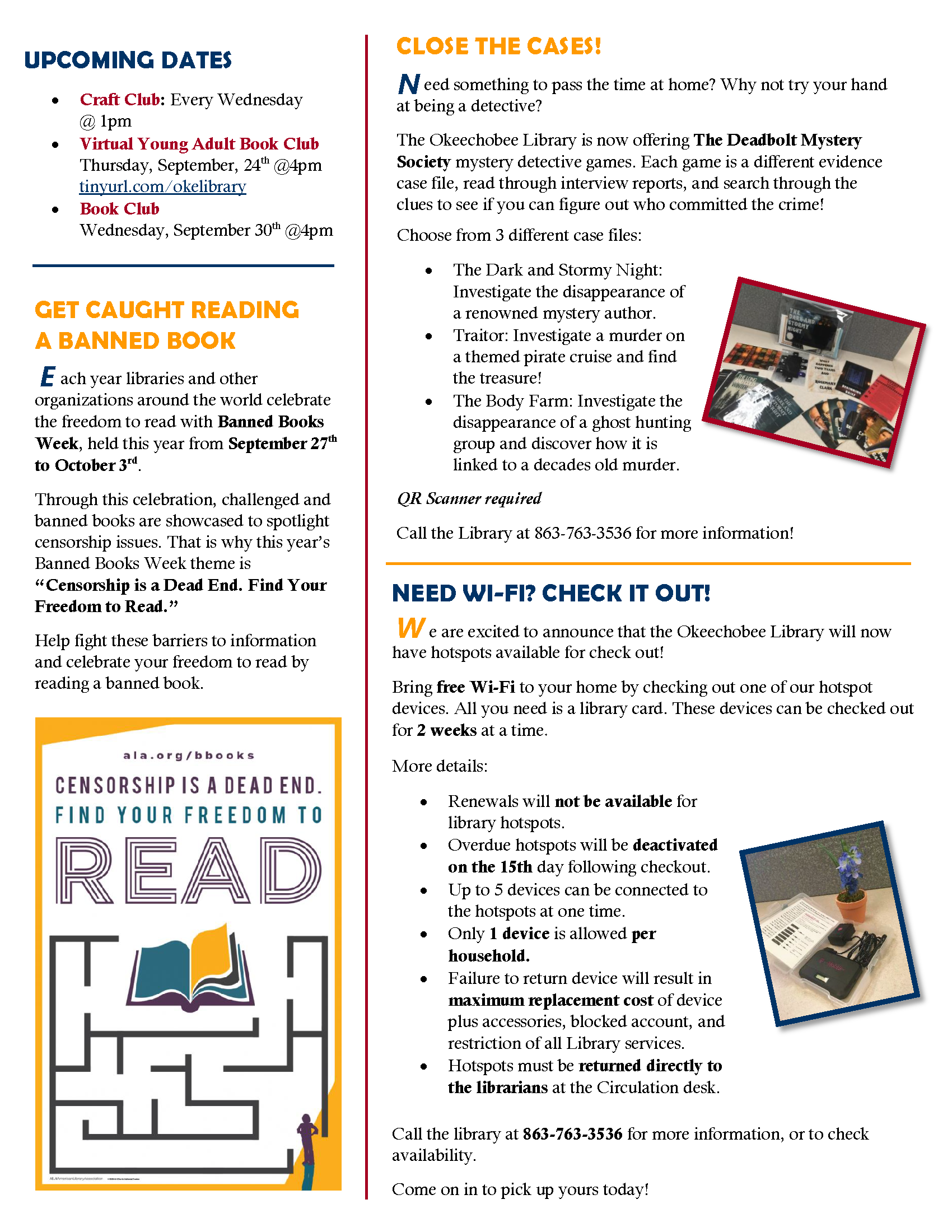 Okeechobee Library September 2020 Newsletter page 2