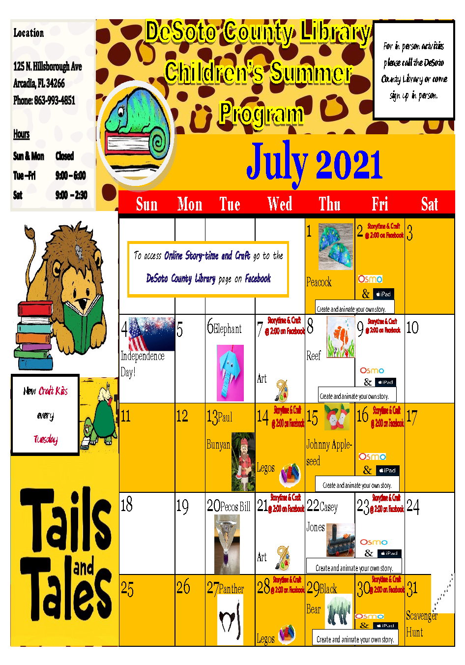 DeSoto July 2021 Summer Reading Calendar