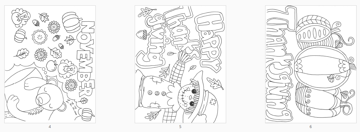 image of three coloring pages