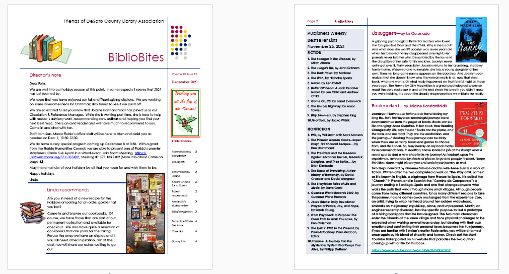 Image of pages 1-2 of newsletter, available for PDF download