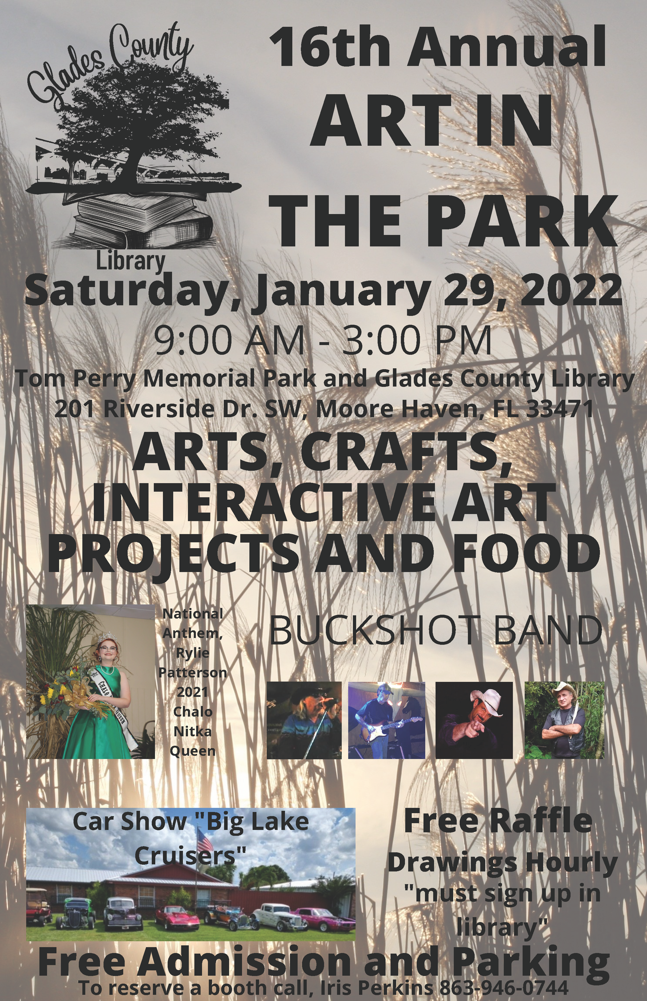 Art in the Park at Glades County Library on January 29, 9 a.m. to 3 p.m.