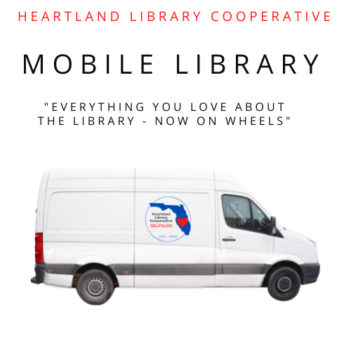 Recently, thanks to the American Rescue Plan Act (ARPA) Grant, provided by the Institute of Museum and Library Services (IMLS), a mobile library solution was added to the Heartland Library Cooperative's resources. This mobile library is a van equipped with materials to be checked out (ex: books, DVDs, games, etc), computers and hotspots available for use, and limited printing services. Residents can also be registered for and receive a free (requirements must be met) library card. 