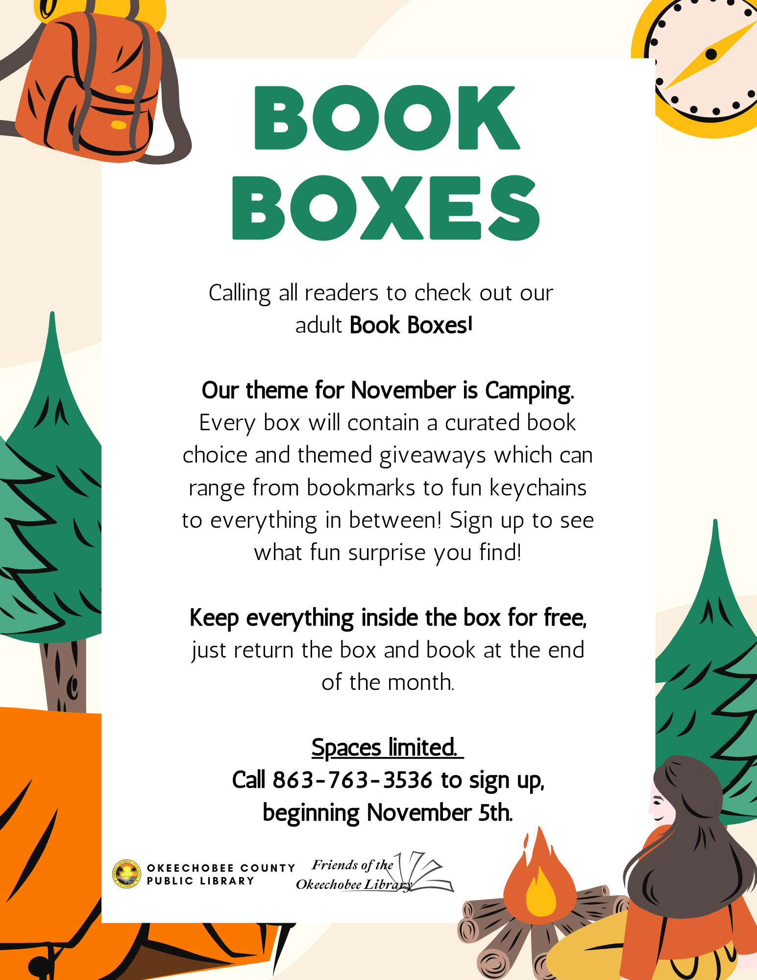  "November Book Boxes! Every box will contain a curated book choice and themed giveaways which can range from bookmarks to fun keychains to everything in between! Sign up to see what fun surprise you find!"