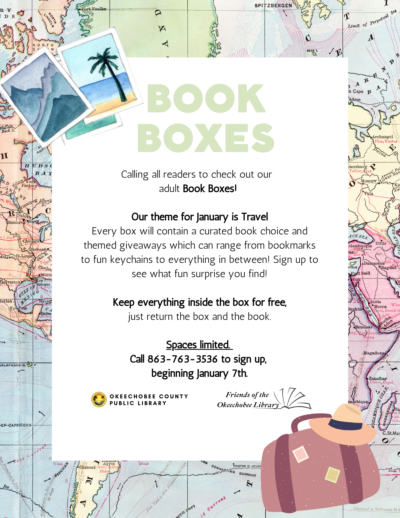"January Book Boxes! Every box will contain a curated book choice and themed giveaways which can range from bookmarks to fun keychains to everything in between! Sign up to see what fun surprise you find!"
