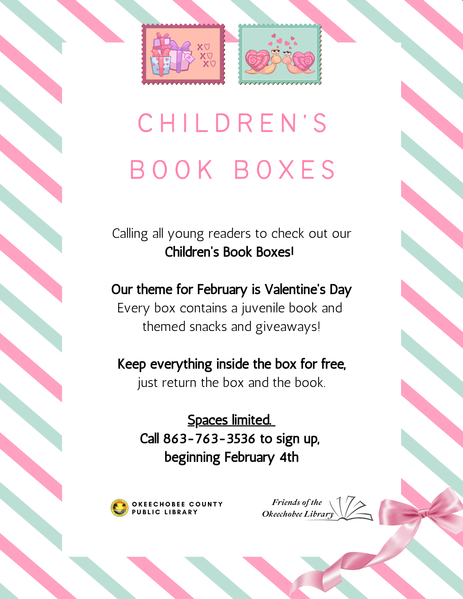 February Children's Book Boxes! Every box contains a juvenile book and themed snacks and giveaways!