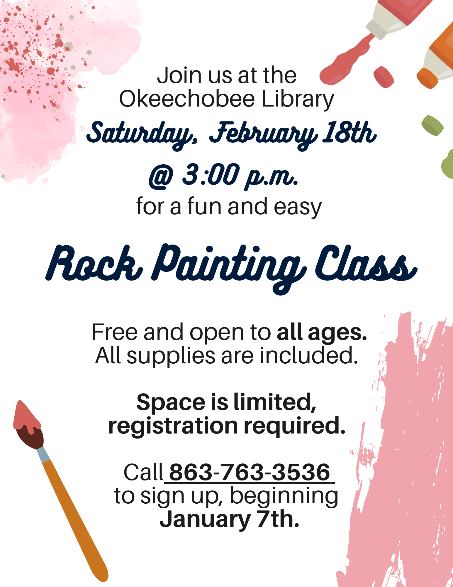 Join us Saturday, February 18th at 3pm for FREE! This event is open to all ages and all supplies are included.