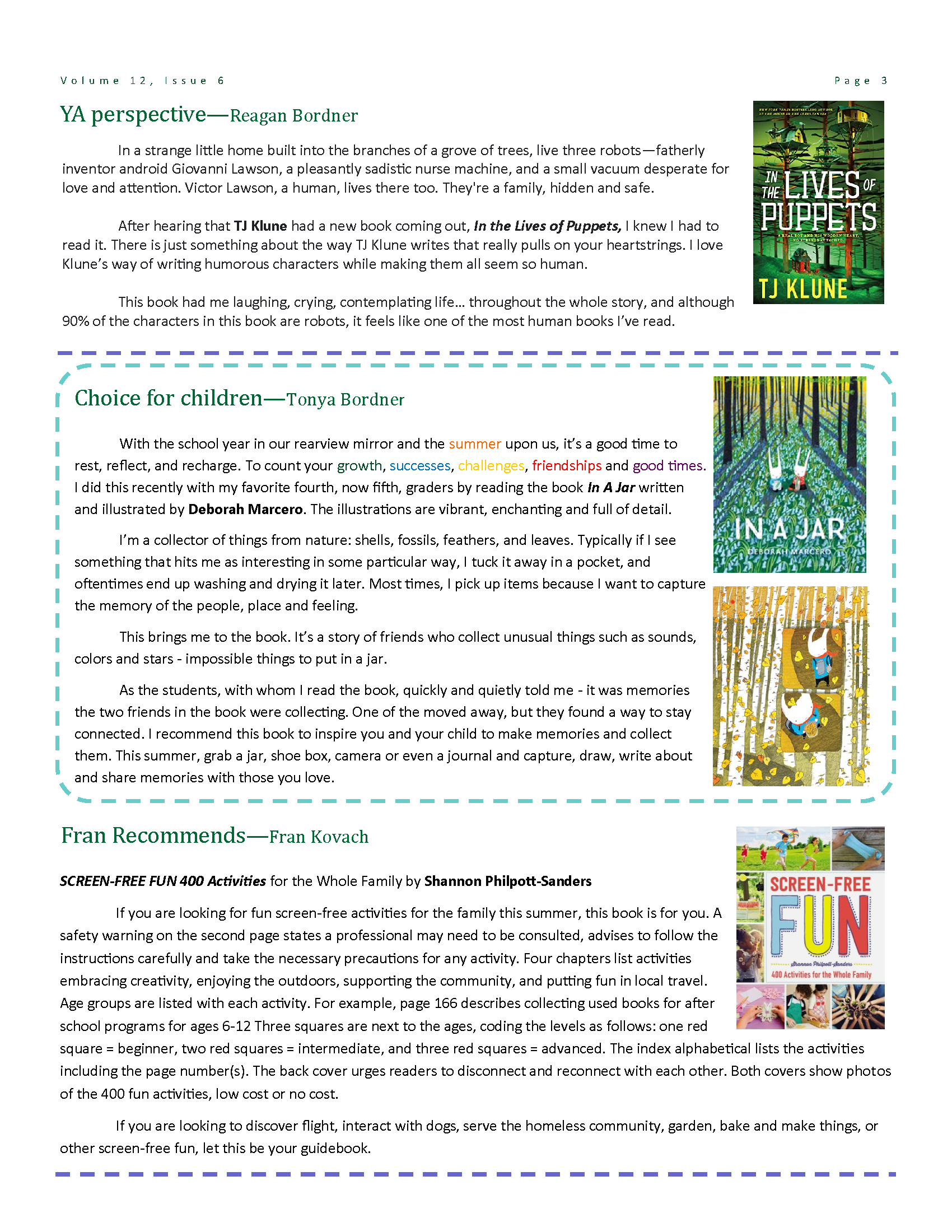 Page 3: Image of the newsletter and all content is made available in the PDF version, link at the top of this page.