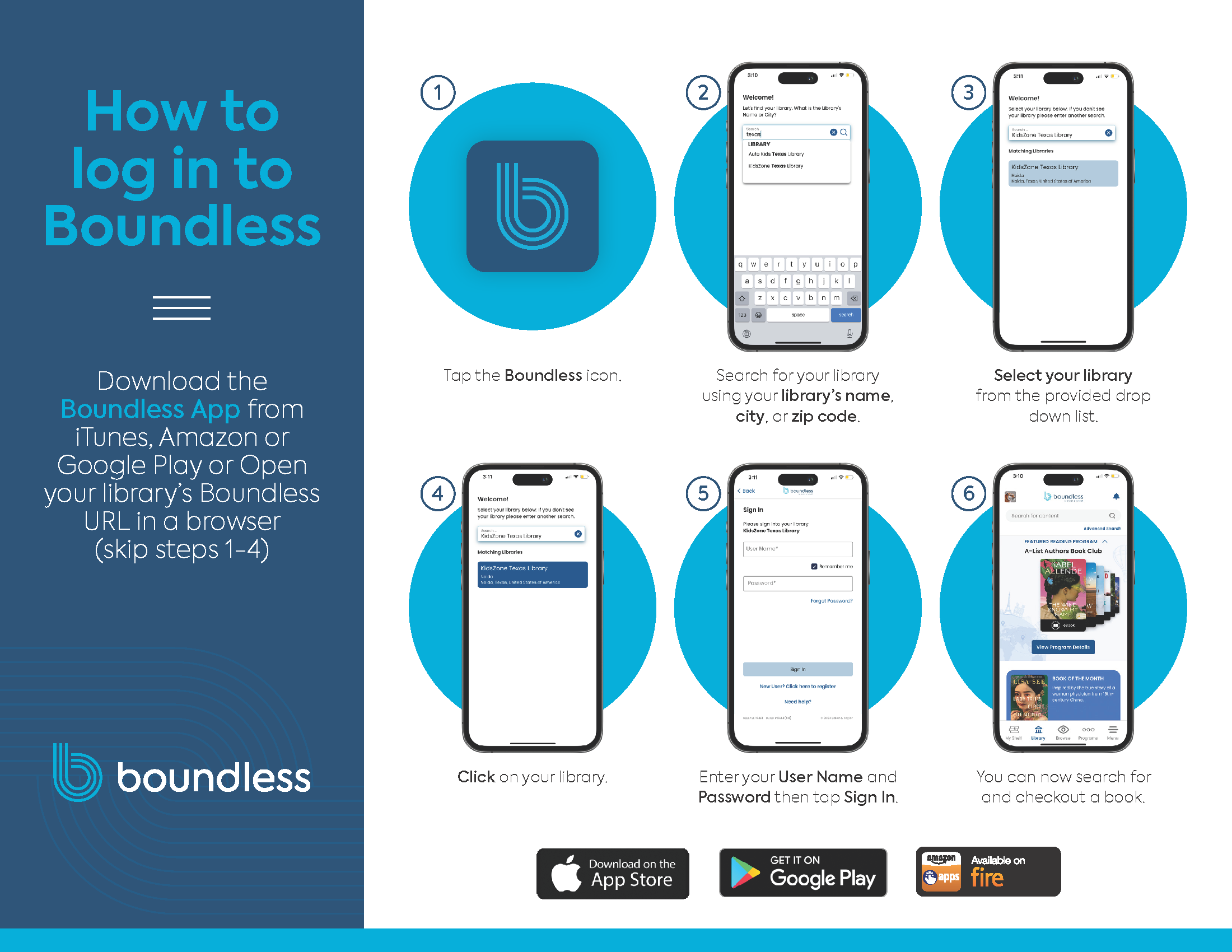 Boundless App instructions, available in PDF