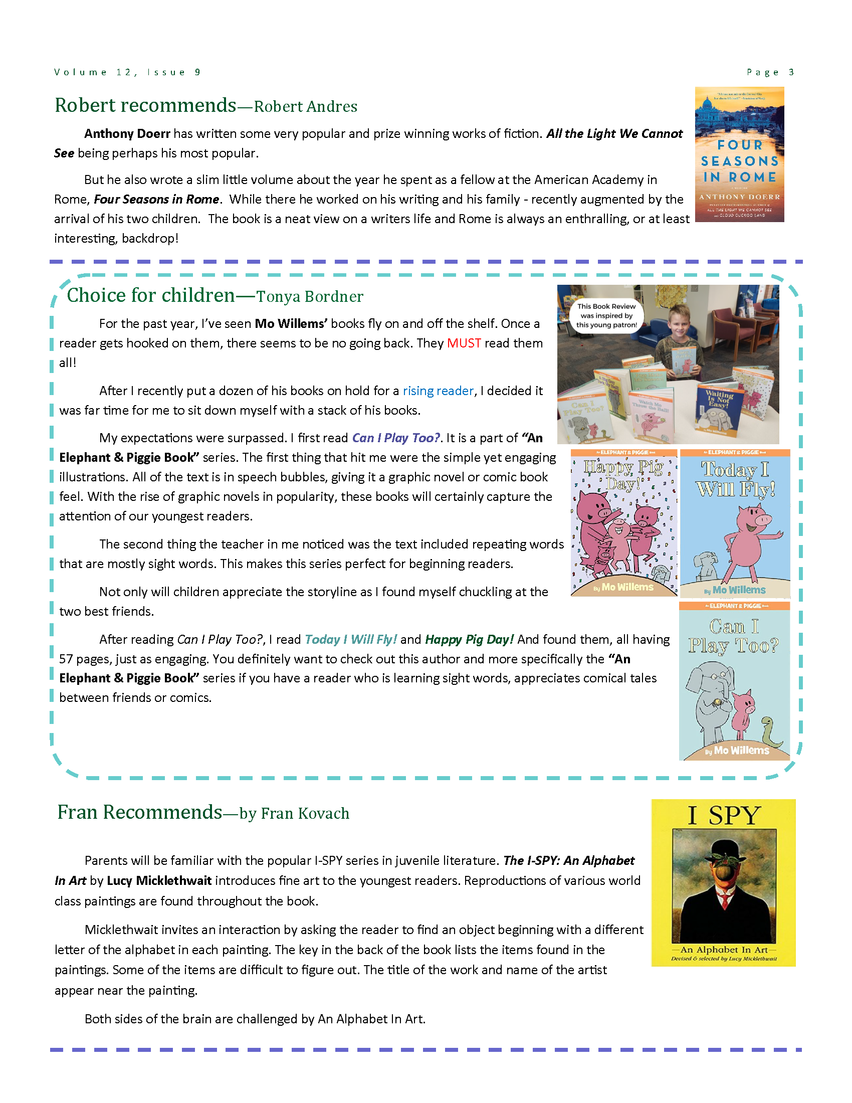 Page 3 of the newsletter