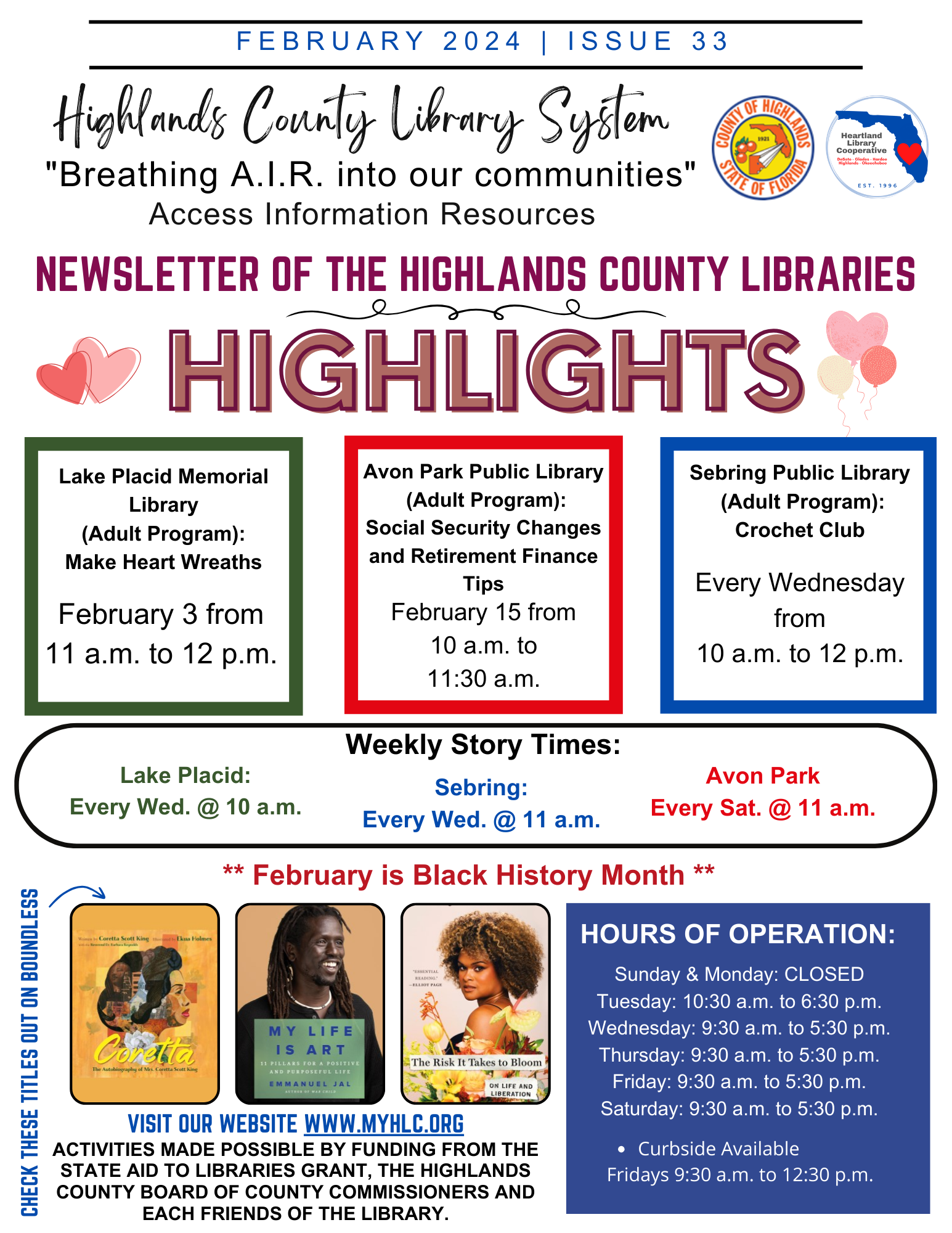 Image of page 1 of the February newsletter